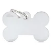 Médaille basic grand os pour chien en laiton argenté