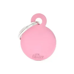 Médaille basic petit cercle pour chien en aluminium rose