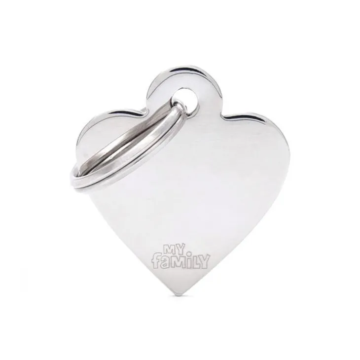 Médaille basic petit cœur pour chien en laiton argenté