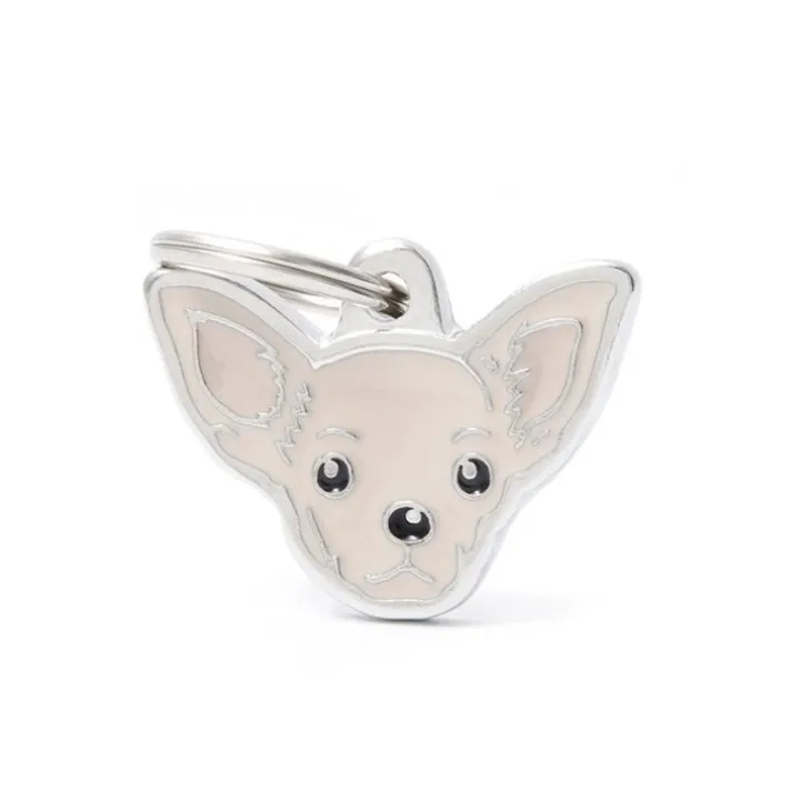 Médaille friends pour chihuahua crème en métal
