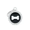 Médaille glam petit cercle noir avec os