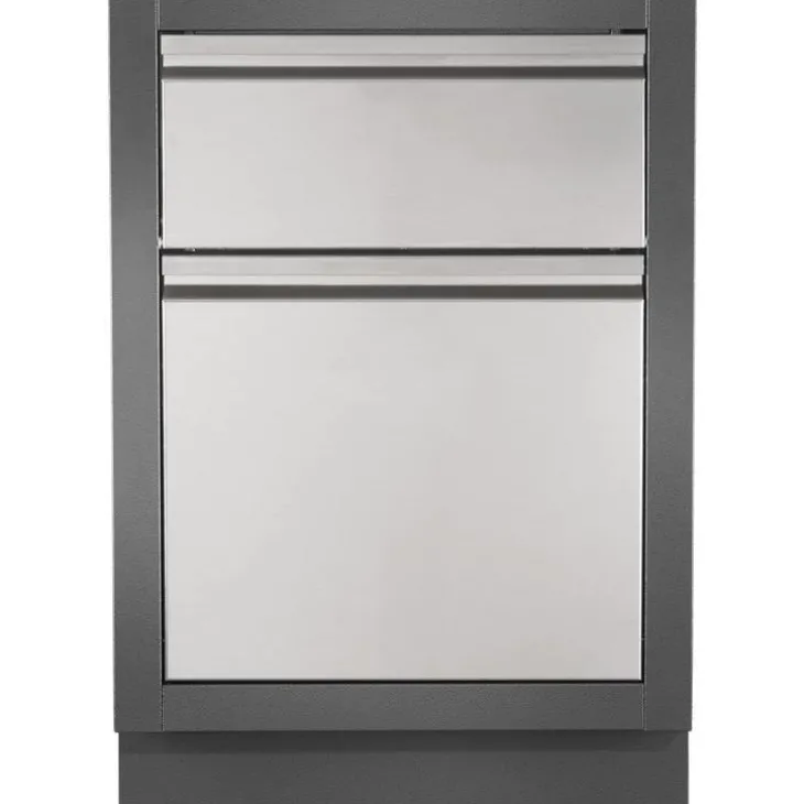 Meuble rangement 2 tiroirs coloris gris Napoleon