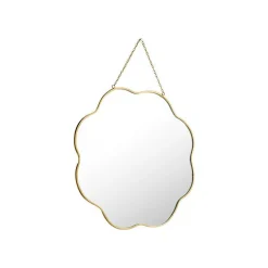 Miroir forme fleur en verre cerclé de métal doré grand modèle - 30 x 40 cm