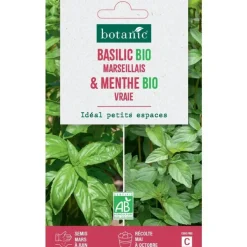 Mélange de graines basilic marseillais bio et de menthe vraie bio botanic® - graines à semer