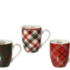 Mug en porcelaine colorée à motifs écossais - Ø 8 x H 10 cm