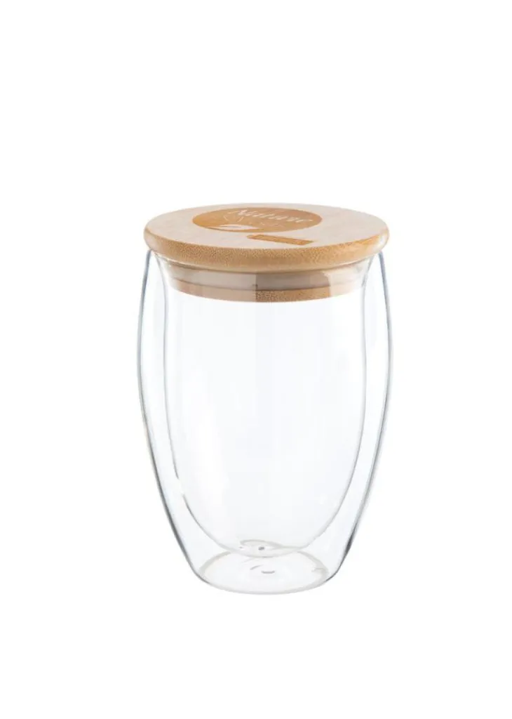 Mug en verre et couvercle bambou Nature & Vous - 350 ml