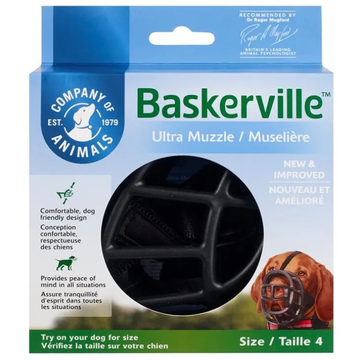 Muselière pour chien noire caoutchouc thermoplastique Baskerville Ultra – Taille 4