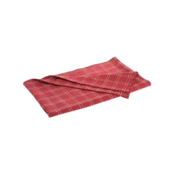 Nappe à carreaux en coton bordeaux et fils dorés - 250 x 150 cm