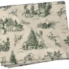 Nappe blanche à motifs vert en coton Vive-le-vent - 150 x 250 cm