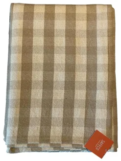 Nappe carrée à carreaux lin doré en PE/coton Celestin - 150 x 150 cm