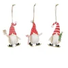 Ornement gnome coloris rouge en bois - 13,5 x 9 cm
