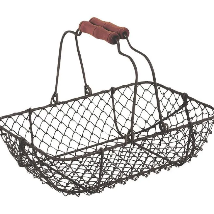 Panier anses mobiles grillagé 28x19x7,5-21 cm
