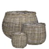 Panier rond en osier gris Marcia - Ø 26 x H 24 cm