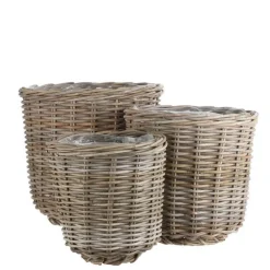 Panier rond haut en osier gris Marcia - Ø 43 x H 40 cm