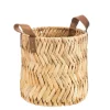Panière décor zig zag avec anses coloris beige en jacinthe d'eau - 35 x 35 x 30 cm