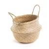 Panière jacinthe d’eau naturelle avec anse - Ø 35 x H 40 cm