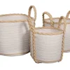 Panière poignées tressées coloris blanc en polyester - Ø 35 cm