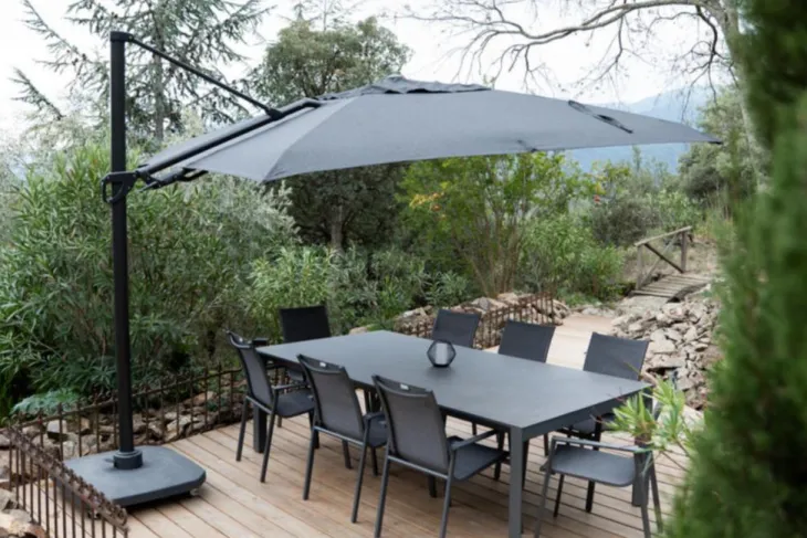 Parasol carré déporté Deluxe - Flip Flap - ROYAL GARDEN - 3 x 3m