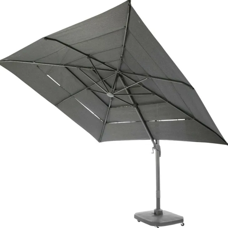 Parasol déporté Airvent coloris gris en aluminium et polyester - 300 x 300 cm