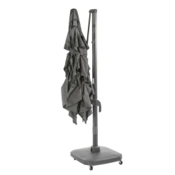 Parasol déporté Airvent coloris gris en aluminium et polyester - 300 x 300 cm