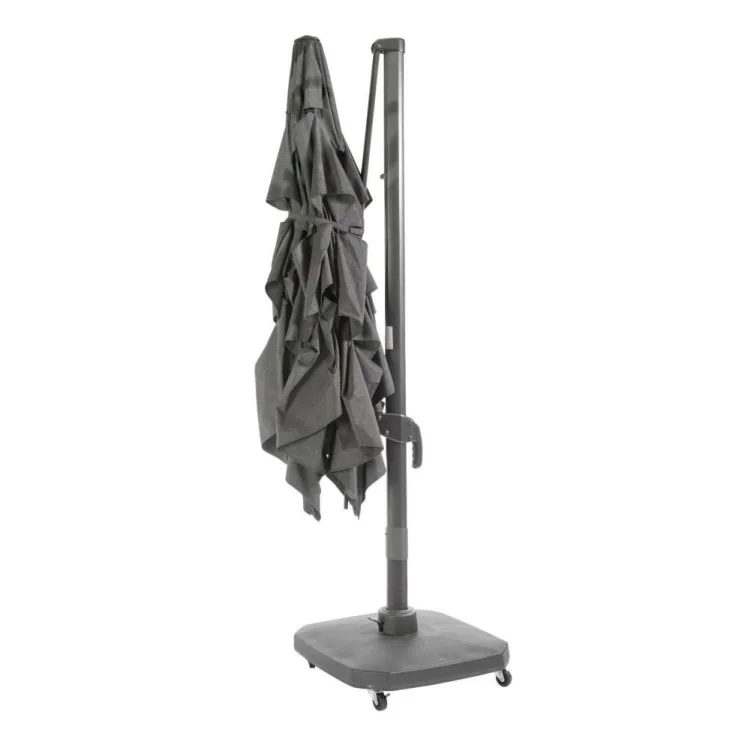 Parasol déporté Airvent coloris gris en aluminium et polyester - 300 x 300 cm