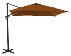Parasol déporté gris en aluminium inclinable et rotatif Proloisirs Roma - 2,5 x 2,5 m