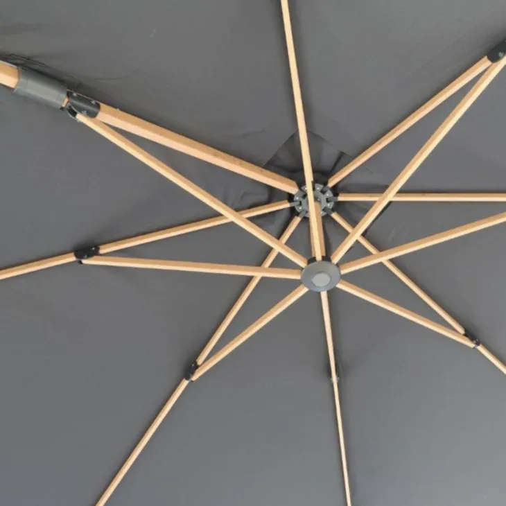 Parasol déporté rotating orientable gris 300 x 300 x 250 cm