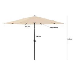 Parasol droit gris taupe en aluminium Proloisirs- ø 350 cm