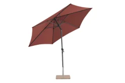 Parasol rond à manivelle coloris rouge en aluminium et polyester - Ø 270 cm