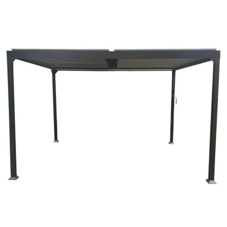 Pergola bioclimatique autoportante en aluminium coloris gris anthracite modèle Maïa Couleurs du monde - 3 x 3 x 2,23 m