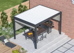 Pergola bioclimatique manuelle STAR LED 3x4m Grey/Blanc - PROLOISIRS