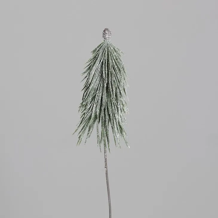 Petite branche de sapin vert givré à piquer - 36 cm