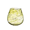 Photophore aquarelle coloris vert en verre - 13 x 12 x 12 cm