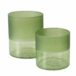 Photophore en verre laqué vert Meredith - Ø 11,8 x H 14 cm