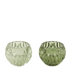 Photophore en verre recyclé vert - Ø 8 x H 6 cm