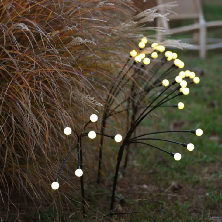 Piques lucioles solaire animé 2 fonctions 18 LED coloris blanc chaud Blachere - 65 cm