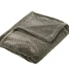 Plaid damier en polyester kaki- 130 x 170 cm