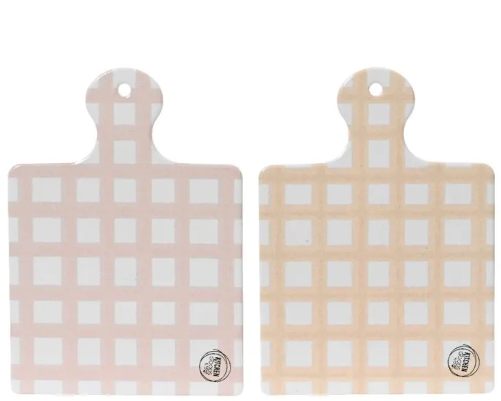 Planche à découper en porcelaine à carreaux - 20 x 9 x 26 cm