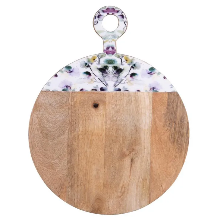 Planche à découper Garden coloris multicolore en bois de manguier - Ø 30,5 cm
