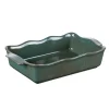 Plat à four rectangulaire en porcelaine vert Ely - 36 x 21 x H 8 cm