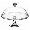 Plat sur pied avec cloche coloris transparent en verre - 32 x 32 x 26 cm