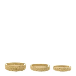 Plateau rond coloris marron en corde et papier - 28 x 28 x 4 cm