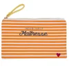 Pochette en coton rayé rouge et blanc Ella Incroyable Maman - 20 x 12 cm