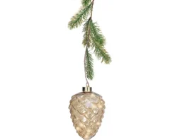 Pomme de pin lumineuse ambre avec 15 micro LED blanc orangé - Ø 15 x H 21 cm