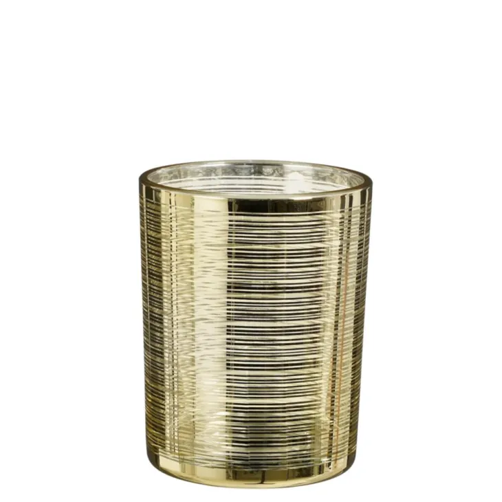 Porte bougie coloris or en verre - 12,5 cm