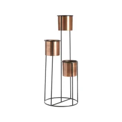 Porte-plante trio en métal cuivré - Ø 35 x H 89 cm
