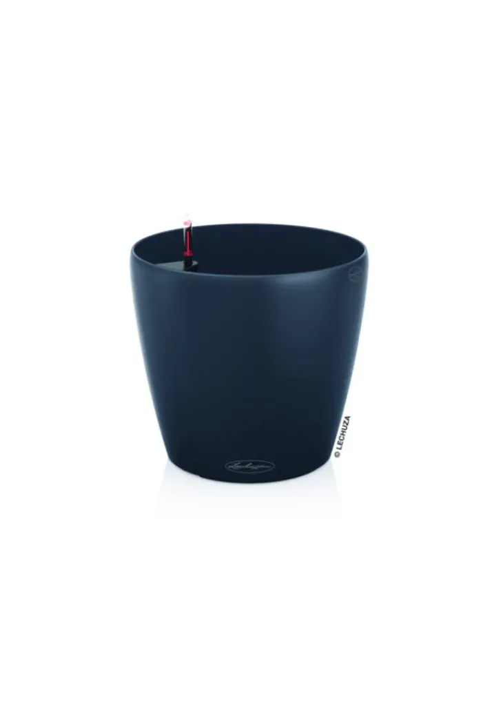 Pot avec réservoir d’eau en polypropylène gris ardoise Lechuza classico color 14 - Ø 15 × 13,5 cm