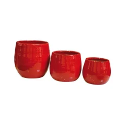 Pot Cancale coquelicot en terre cuite émaillée H 27 x Ø 25 cm