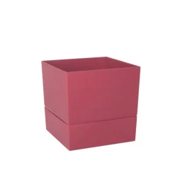 Pot carré à réserve d’eau en polypropylène rose Terra Eda Aquaduo - 14,3 x 14,3 cm