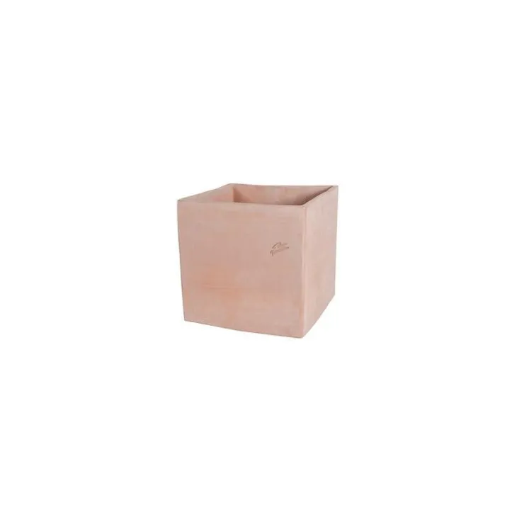 Pot carré contemporain en terre claire 40x40x40 cm